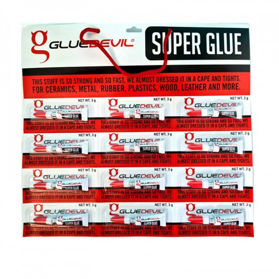Glue Devil Super Glue Card Of 12 X 3g Glue Devil Super Glue Card Of 12 X 3g