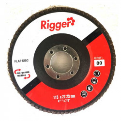 RIGGER Abrasive Diy Flap Disc 115mm X 22.23mm - 80 Grit
