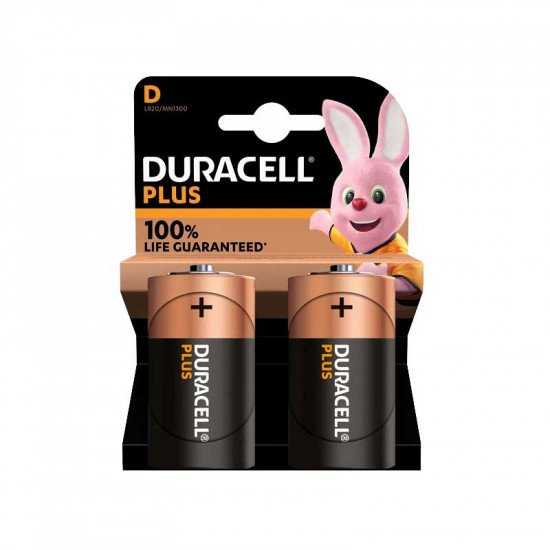 DURACELL Battery Plus D Torch 2's 1.5v Mn1300b2 DURACELL Battery Plus D Torch 2's 1.5v Mn1300b2