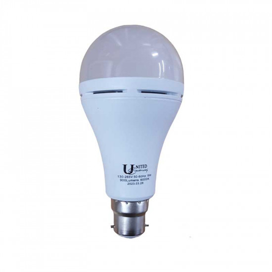 United Electrical 9 Watt B22 Rechargeable Led Bulb Cool White United Electrical 9 Watt B22 Rechargeable Led Bulb Cool White