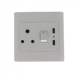United Electrical Single Socket With 2 Usb Ports 4x4 Pvc