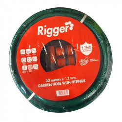 RIGGER Garden Hose Reinforced 6 Year 12mm X 30mt With Fittings