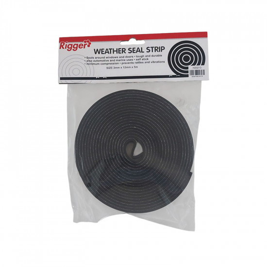 RIGGER Weather Seal 3mm X 12mm X 5m Black Foam RIGGER Weather Seal 3mm X 12mm X 5m Black Foam