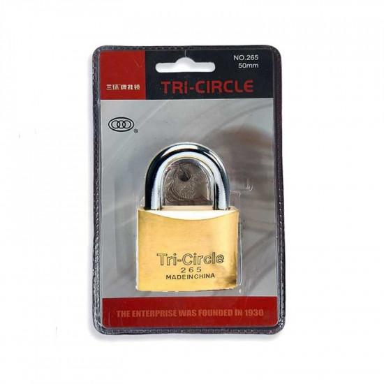 TRICIRCLE Padlock Brass 63mm Blister 266c TRICIRCLE Padlock Brass 63mm Blister 266c