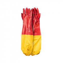 Pioneer Safety Pvc Coated Red Open Cuff Gloves 60cm Std Shoulder Length
