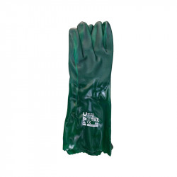 Pioneer Safety Gloves Pvc Coat Green Textured Heavy Duty Open Cuff 40cm
