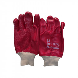 Pioneer Safety Gloves Pvc Coat Red Extra Heavy Duty Terry Palm Rough Knitwrist Large