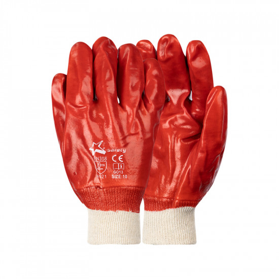 Pioneer Safety Pvc Coated Red Knitted Wrist Gloves Large Pioneer Safety Pvc Coated Red Knitted Wrist Gloves Large
