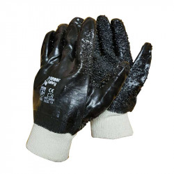 Pioneer Safety Gloves Black Chip Palm Knit Wrist Grip And Abrasion Resistant Large