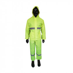 Pioneer Safety Rubberized High-visual Reflective Tape Lime Rain Suit 2pce - S