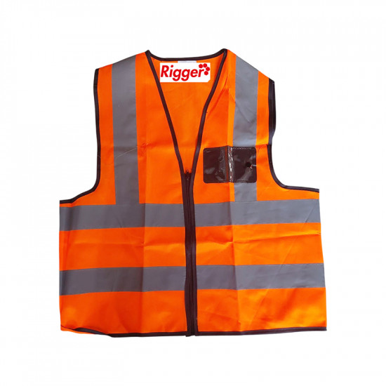 Pioneer Safety Vests Reflective Fluorescent Orange Zip Pocket - L Pioneer Safety Vests Reflective Fluorescent Orange Zip Pocket - L