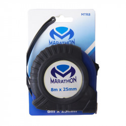 MARATHON Measuring Tape Rubberised 8m X 25mm Mtr