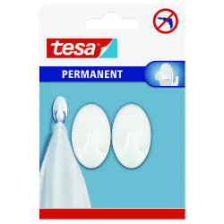 TESA Permanent Hooks Oval S White 2 Hooks White