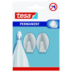 TESA Permanent Hooks Oval L Metal 2 Hooks Stainless Steel