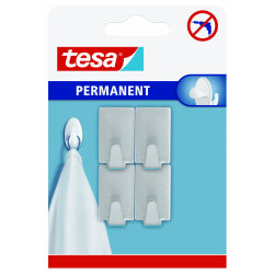 TESA Permanent Hooks Rectangular S Metal 3 Hooks Stainless Steel