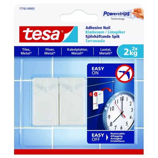TESA Adhesive Nail 2kg - Tiles 2 Hooks/ 3 Strips (ip 8) TESA Adhesive Nail 2kg - Tiles 2 Hooks/ 3 Strips (ip 8)