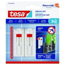 TESA Adhesive Nail Adjustable 3kg - Tiles 2 Hooks/ 3 Strips (ip 8)