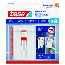 TESA Adhesive Nail Adjustable 4kg - Tiles 2 Hooks/ 6 Strips (ip 8)