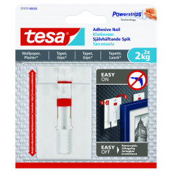 TESA Adhesive Nail Adjustable 2kg - Sensitive Surface 2 Hooks/ 6 Strips (ip 8)