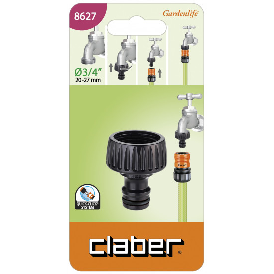 3/4 Inch Tap To Quick Click Connector (carded) 3/4 Inch Tap To Quick Click Connector (carded)