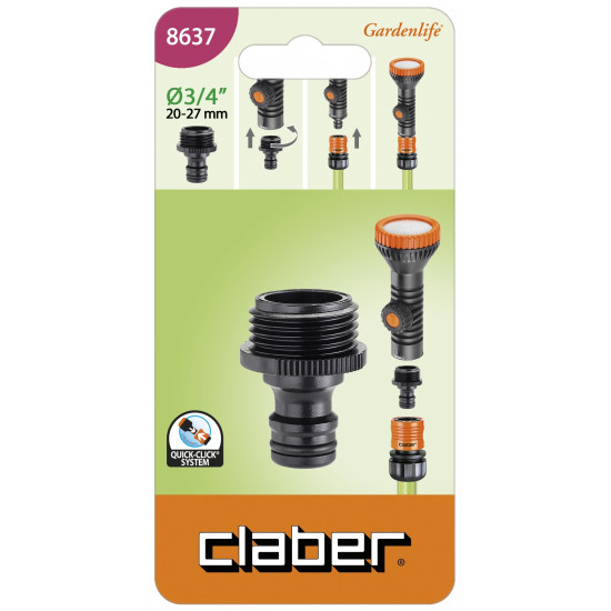 3/4 Inch Male Thread To Quick Click Connector (carded)