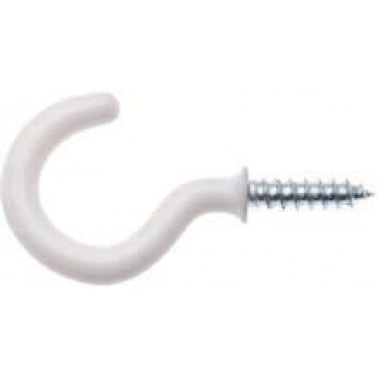 Cup Hook Round Pvc White 25mm (4)