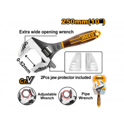 Wrench Adj 2in1 Jaw Protectors 0-52mm Crv