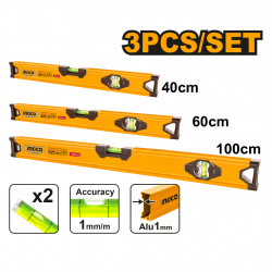 Level Aluminium Set 40cm 60cm 400cm 2 Vial
