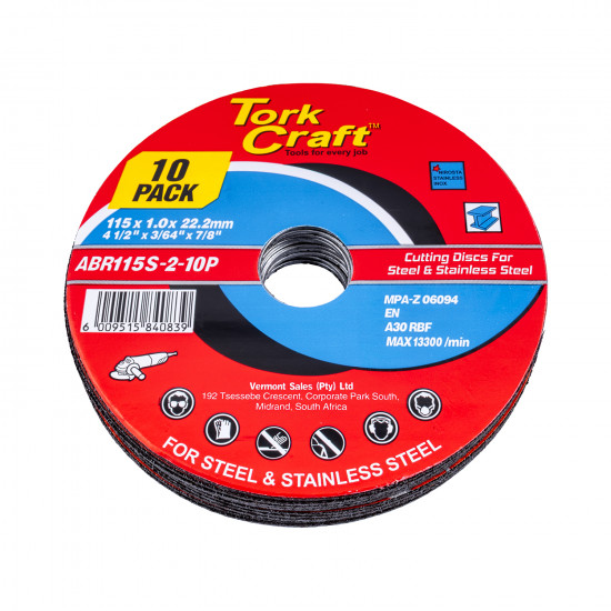 Cutting Disc Steel & Ss 115 X 1.0 X 22.2 Mm 10 Pack Cutting Disc Steel & Ss 115 X 1.0 X 22.2 Mm 10 Pack