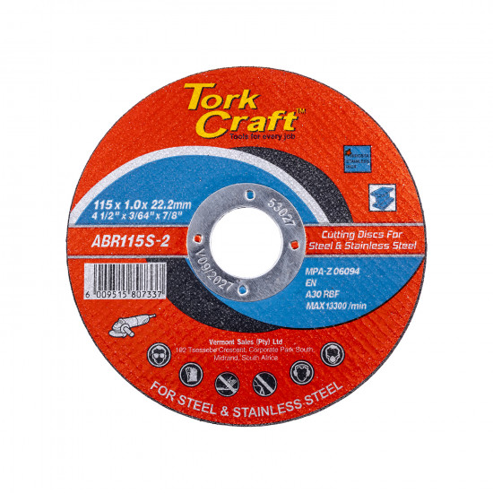 Cutting Disc Steel & Ss 115 X 1.0 X 22.2 Mm Cutting Disc Steel & Ss 115 X 1.0 X 22.2 Mm