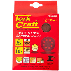 S&ing Disc 115mm 60 Grit With Holes 10/pk Hook And Loop