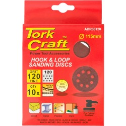 S&ing Disc 115mm 120 Grit With Holes 10/pk Hook And Loop