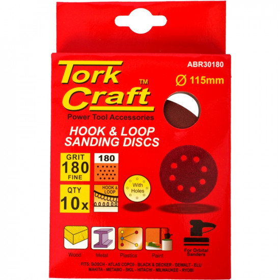 Sanding Disc 115mm 180 Grit With Holes 10/pk Hook And Loop Sanding Disc 115mm 180 Grit With Holes 10/pk Hook And Loop