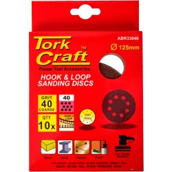 S&ing Disc 125mm 40 Grit With Holes 10/pk Hook And Loop