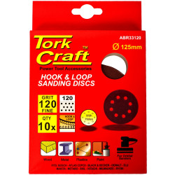 S&ing Disc 125mm 120 Grit With Holes 10/pk Hook And Loop
