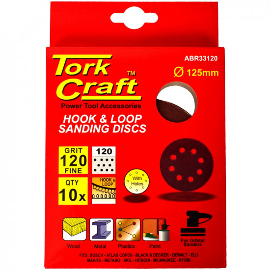 Sanding Disc 125mm 120 Grit With Holes 10/pk Hook And Loop Sanding Disc 125mm 120 Grit With Holes 10/pk Hook And Loop