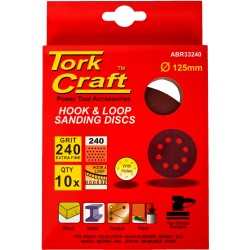 S&ing Disc 125mm 240 Grit With Holes 10/pk Hook And Loop
