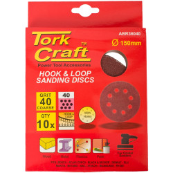 S&ing Disc 150mm 40 Grit With Holes 10/pk Hook And Loop