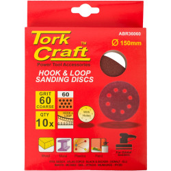 S&ing Disc 150mm 60 Grit With Holes 10/pk Hook And Loop