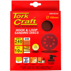 S&ing Disc 150mm 240 Grit With Holes 10/pk Hook And Loop
