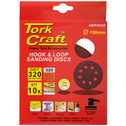 S&ing Disc 150mm 320 Grit With Holes 10/pk Hook And Loop