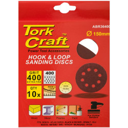 S&ing Disc 150mm 400 Grit With Holes 10/pk Hook And Loop