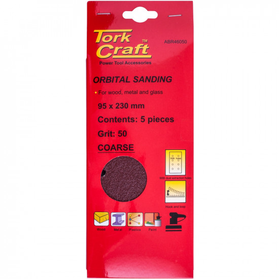 Sanding Sheet Orb 95 X 230mm 50gr Plain With 8 Holes 5/pk Sanding Sheet Orb 95 X 230mm 50gr Plain With 8 Holes 5/pk