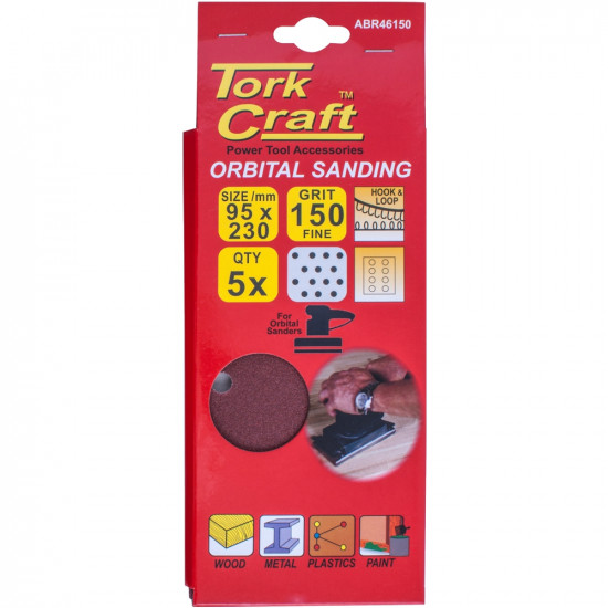 Sanding Sheet Orb 95 X 230mm 150gr Plain With 8 Holes 5/pk Sanding Sheet Orb 95 X 230mm 150gr Plain With 8 Holes 5/pk