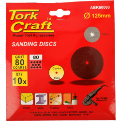 S&ing Disc 125mm 80 Grit Centre Hole 10/pk