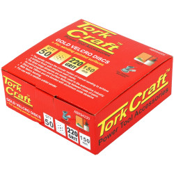 Gold Disc (50 Pieces) 220 Grit 150mm X 6+1 Holes Hook And Loop