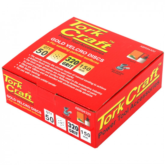 Gold Disc (50 Pieces) 320 Grit 150mm X 6+1 Holes Hook And Loop Gold Disc (50 Pieces) 320 Grit 150mm X 6+1 Holes Hook And Loop