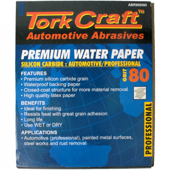 Premium Waterproof Paper 80 Grit 230 X 280 (50 Piece) Automotive Premium Waterproof Paper 80 Grit 230 X 280 (50 Piece) Automotive