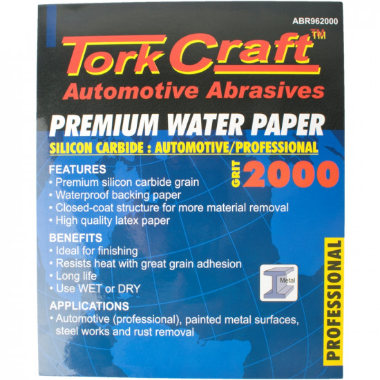 Premium Waterproof Paper 2000 Grit 230 X 280 (50 Piece) Automotive Premium Waterproof Paper 2000 Grit 230 X 280 (50 Piece) Automotive