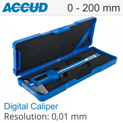Dig. Caliper 200mm 0.03mm Acc. Metal Cover S/steel 0.01mm Res.